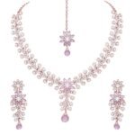 Diamond Necklace Jewellery Set for Women with Earrings and Maang Tikka for Wedding, Party, Engagements & Festivals - Image 6