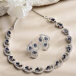 Rhodium-Plated with Silver-Toned White Cubic Zirconia & American Diamond studded Necklace and Drop Earrings Jewellery Set for women - Image 6