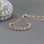 Rose Gold Plated Cubic Zirconia Adjustable Bracelet Jewellery with Pull-Chain for Women & Girls - Image 4