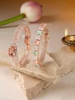 Set Of 2 Rose Gold Dazzling Austrian Diamonds Bracelet For Women - Image 7
