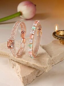 Set Of 2 Rose Gold Dazzling Austrian Diamonds Bracelet For Women - Image 7
