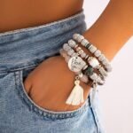 I Love You Feather Tassel Charm Multilayer Beaded Bangle Bodhi Bracelet for Women and Girls - Image 3