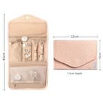 Cotton Jewellery Organisers Travel Organizer Bag For Earrings, Rings, Necklace, Chain, Organiser Pouch For Gold Accessories Storage Women Girls, Soft Pink - Image 3