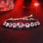 Bracelet for Women and Girls | Fashion Multicolor Crystal Bracelets for Women and Girls | Heart Shaped Silver Toned Bracelet | Birthday Gift for Girls and Women - Image 5