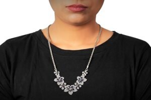 Women's Non-Precious Metal Marilyn Avant-Garde Fashion Necklace (Blue and Silver) - Image 4