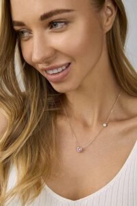 Love Heart Shape With Pink & White Diam Pendant Necklace for Girls And Women with Extendable Chain - Image 5
